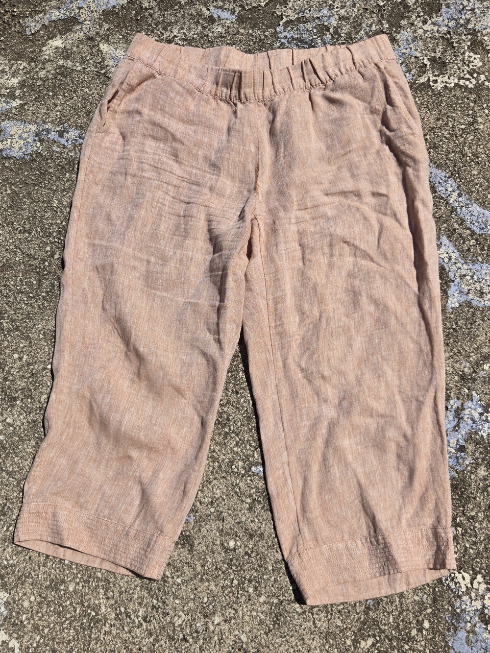 J. Jill Pure jill Linen Cropped Trouser Pants XL Light Peach Classic Preppy